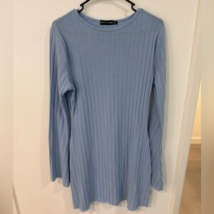 PrettyLittleThing Light Blue Ribbed Top